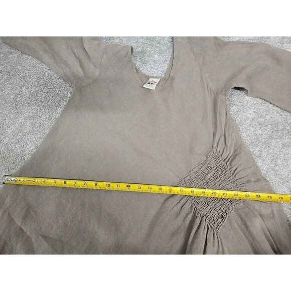 LA BOTTEGA DI BRUNELLA Italy Linen Midi Dress Latte Beige Women’s ONE Size -S-L